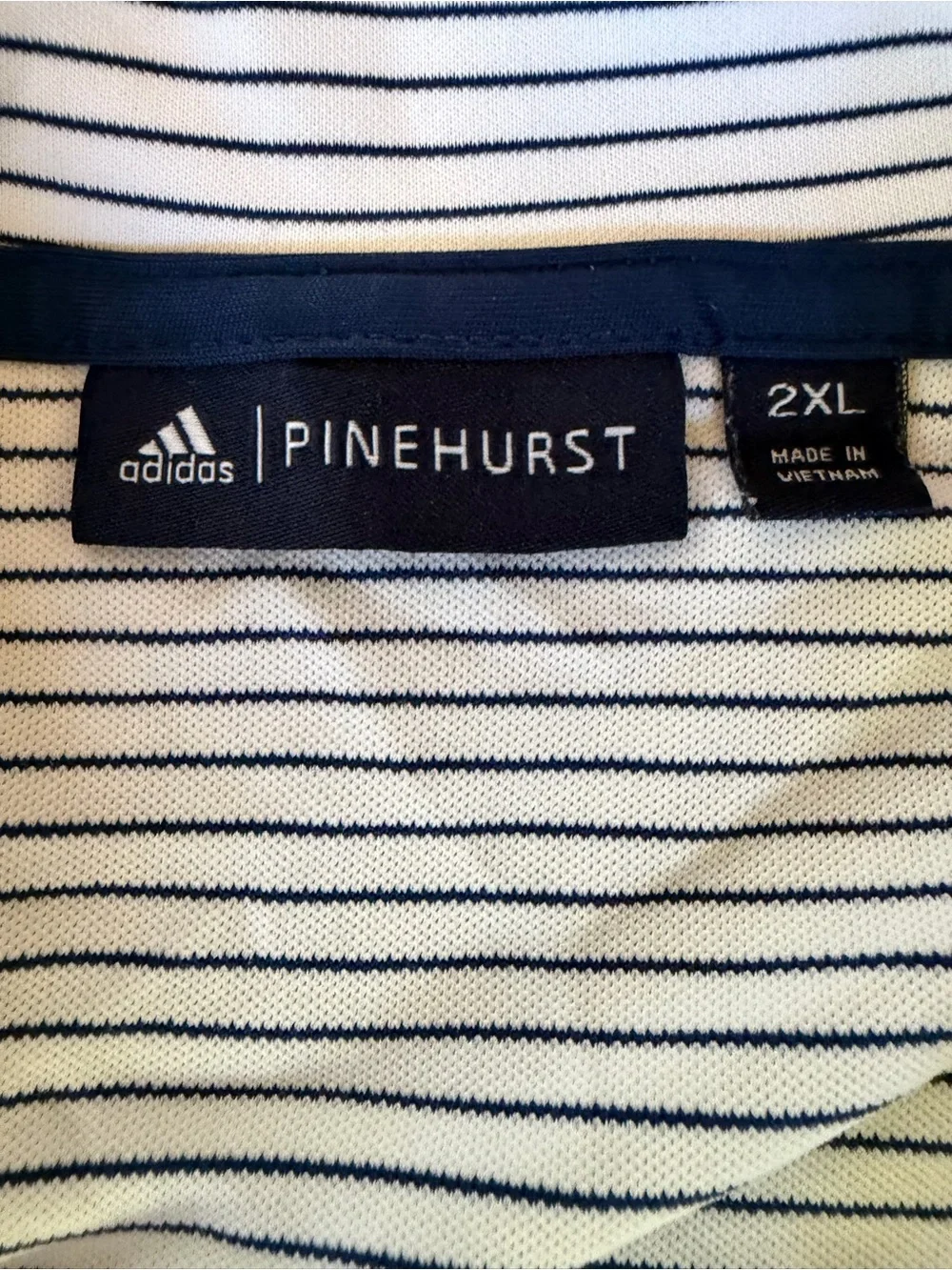 PINEHURST Adidas navy/white striped Golf Shirt Mens XXL